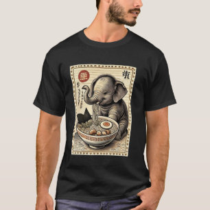 Camiseta Macarrão Japonês Selo Postal Vida Selvagem Elefant