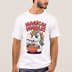 Camiseta Macarrão Mágico Unicórnio Ramen Amante Kawaii