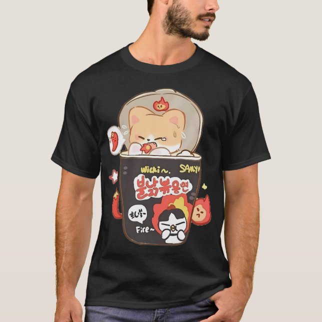 Camiseta Macarrão Ramen Coreano Buldak Shiba (Frente)