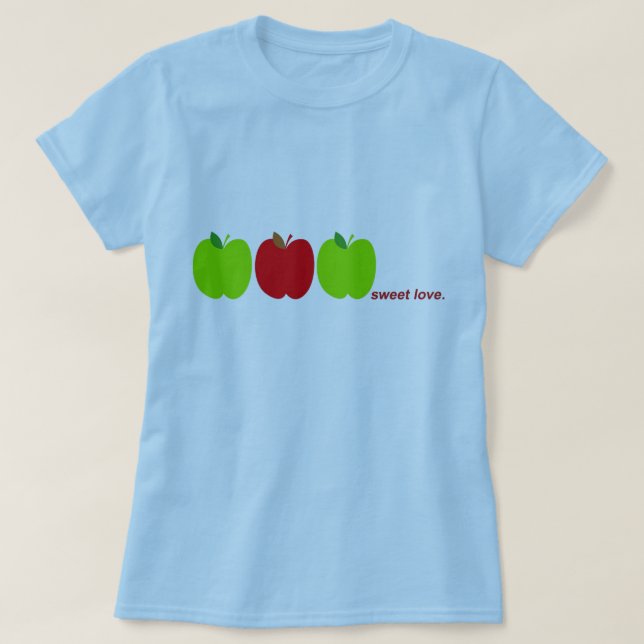 Camiseta maçãs de amor doces (Frente do Design)