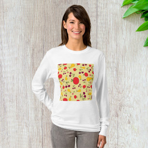 Camiseta Maçãs de Fruta Coloridas, Cerejas e Peras