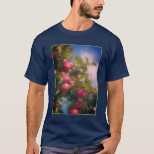 Camiseta Maçãs Vermelhas Na Pintura De Fotos Em Árvore