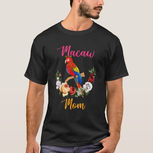 Camiseta Macaw Mom Floral Macaw Bow Tie Lover Mother's Day (Frente)