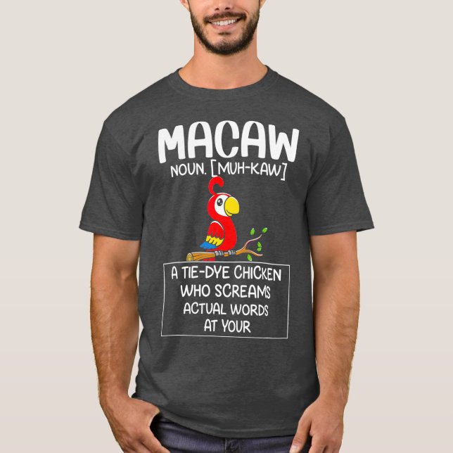 Camiseta Macaw Noun Parrot Engraçado (Frente)