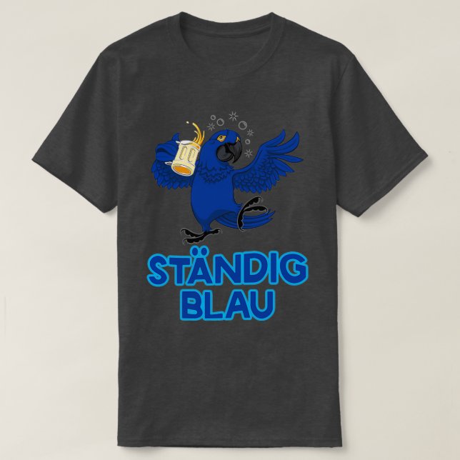 Camiseta Macaw-papagaio-bebendo-bebendo-álcool (Frente do Design)