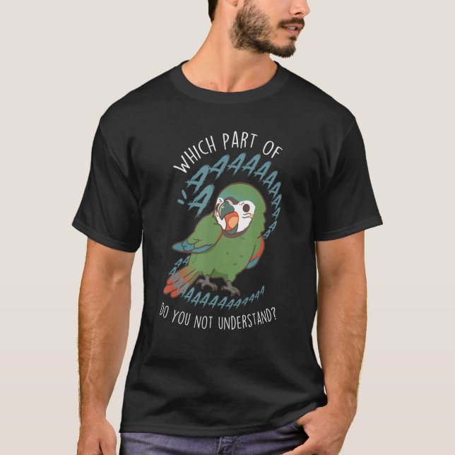 Camiseta Macaw Parrot Aaaa, Curioso Pet Mini Maca (Frente)