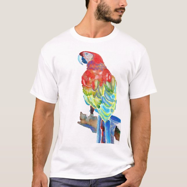 Camiseta Macaw Parrot Watercolor Art Shirt (Frente)