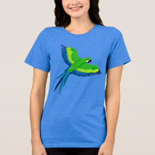 Camiseta Macaw Verde e Azul / Papagaio em voo