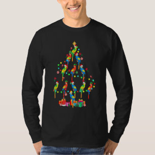 Camiseta Macaws Árvore de Natal Luzes Papais noeis Elf Maca