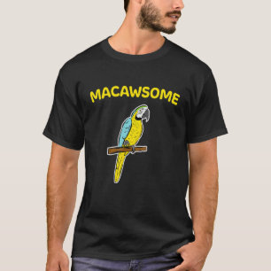 Camiseta Macawsome De Papagaio Azul E Amarelo