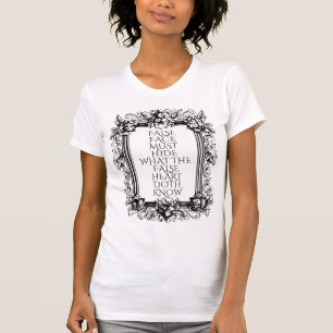 Camiseta Macbeth cita Arte - "A Cara Falsa Deve Esconder"