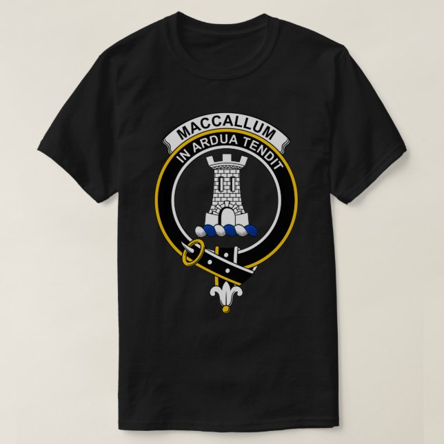 Camiseta MacCallum Crest Tartan Clan Escocês (Frente do Design)