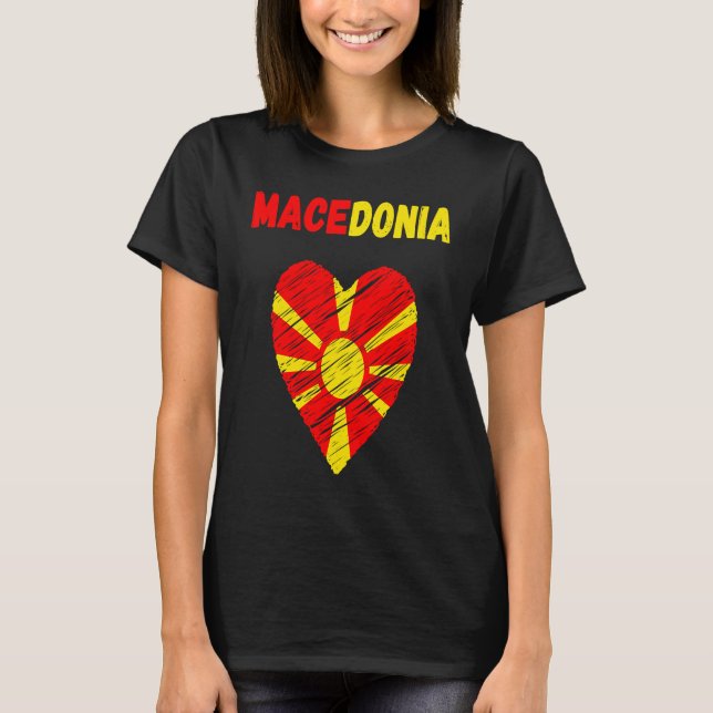 Camiseta Macedonia Flag Holiday Macedonia Heart Macedonian  (Frente)