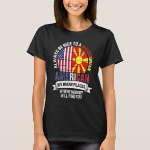 Camiseta Macedônio Americano Conhecemos Lugares Onde Macedô