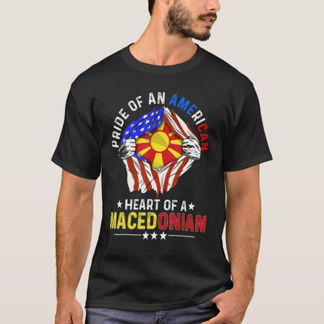 Camiseta Macedônio, Orgulho Estrangeiro da América da Maced (Frente)