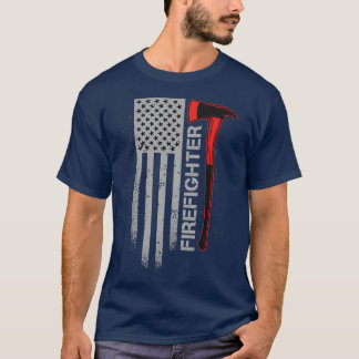 Camiseta machado de bombeiro com bandeira americana grunge
