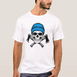 Camiseta Machado de Caveira de Lenhador Boné de Beanie Le