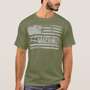 Camiseta Machinista Americano Presente de Bandeira nos EUA