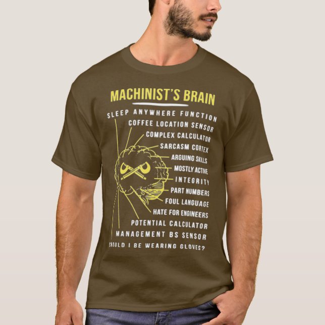 Camiseta Machinistas Cérebros Muitas Coisas Passam (Frente)