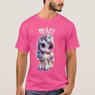 Camiseta Maci Cute Unicorn Design para Meninas Nome Maci