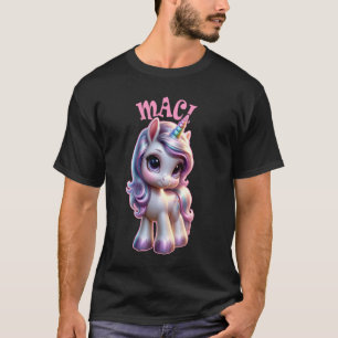 Camiseta Maci Cute Unicorn Design para Meninas Nome Maci