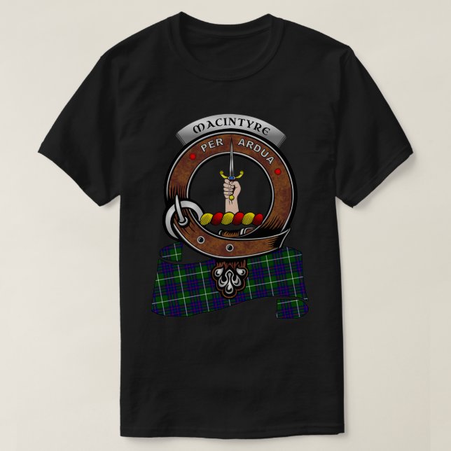 Camiseta MacIntyre Scottish Clan Badge Tartan (Frente do Design)