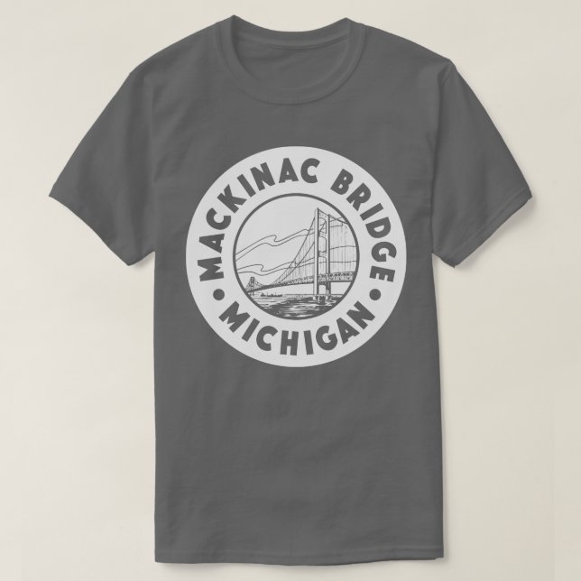 Camiseta Mackinac Bridge Michigan Circle White (Frente do Design)