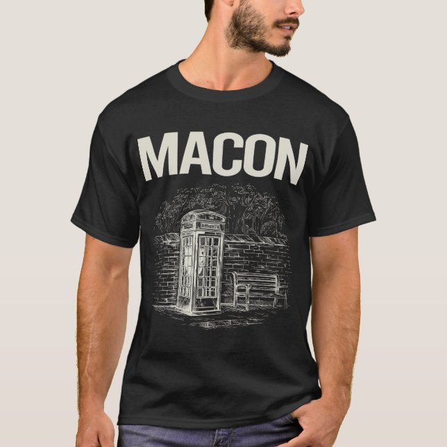 Camiseta Macon do Booth do Telefone Vintage (Frente)