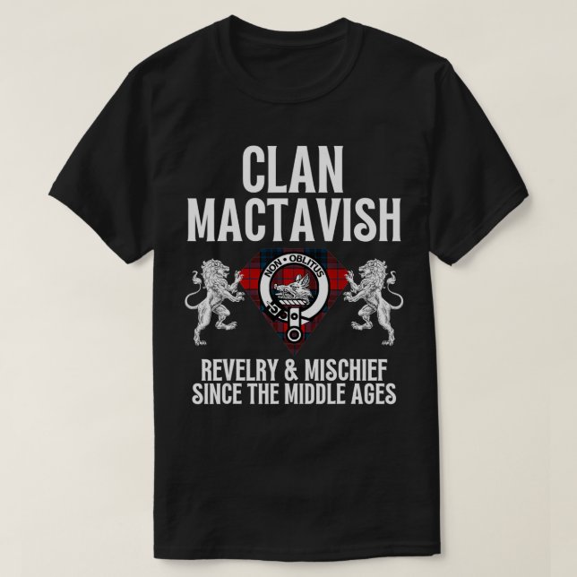 Camiseta MacTavish Clan Scottish Name Casaco de Arms Tartan (Frente do Design)