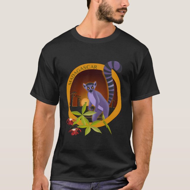 Camiseta Madagascar Lemure E Baobab No Sunset (Frente)