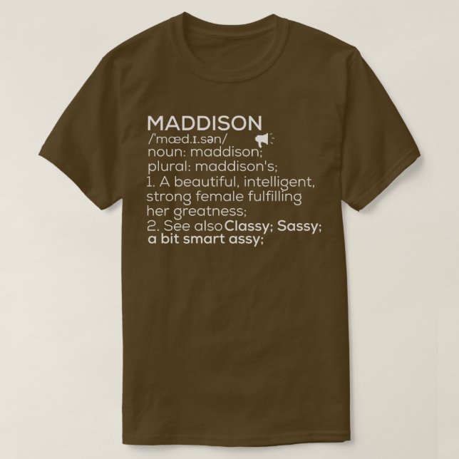 Camiseta Maddison Name Maddison Definition Maddison Female (Frente do Design)