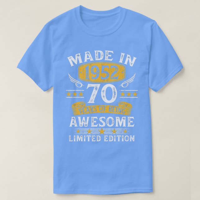 Camiseta Made In 1952 70 Years Old Gifts 70th Birthday Gift (Frente do Design)