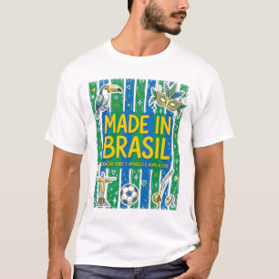 Camiseta Made In Brasil Cultural Icons Colorful Design