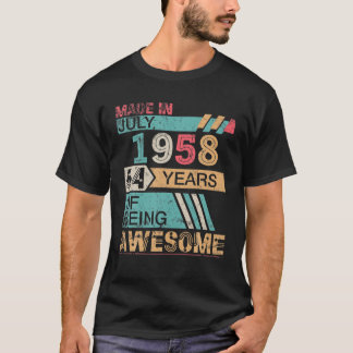 Camiseta Made In July 1958 Happy Birthday 64 Years Of Being