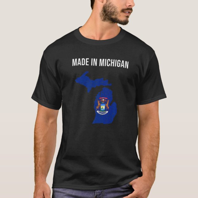 Camiseta Made In Michigan State Flag (Frente)