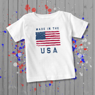 Camiseta "Made in the USA" (Texto Azul) Vintage Sinalizador