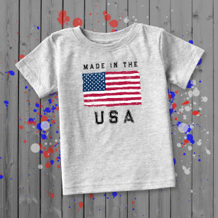 Camiseta "Made in USA" (Black Text) Vintage US Flag
