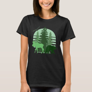 Camiseta Madeira Mínima Estética de Pinheiros Naturais Suns