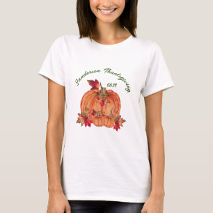 Camiseta Madeira russa Outono Laranja Pumpkins Cai Folhas