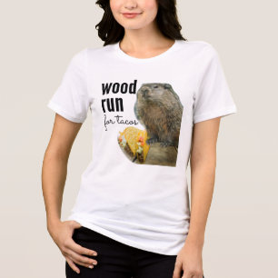 Camiseta Madeira (Will) Corre para Tacos (com Woodchuck)