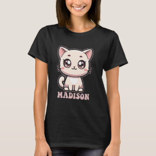 Camiseta Madison Gatinho Fofo Design de Gata para Meninas N