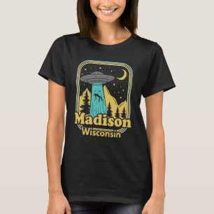 Camiseta Madison Wisconsin Ufo Alienígena 80 Orgulho do Est