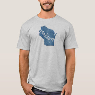 Camiseta Madison, Wisconsin Wood Grain