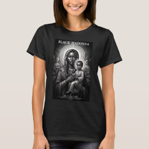 Camiseta Madona Negra Mãe Negra e Filho Cristão Bla
