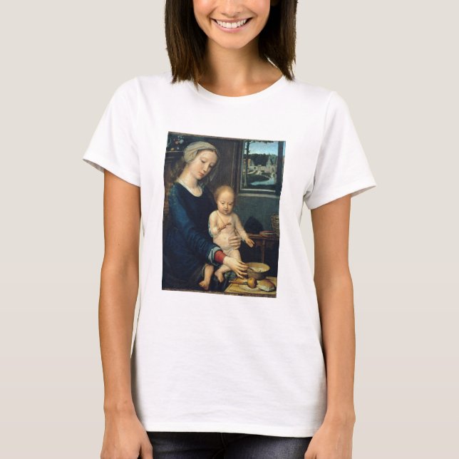 Camiseta Madonna e Criança com Sopa de Leite - Gerard David (Frente)