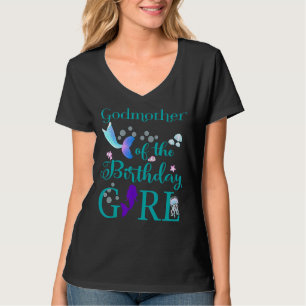 Camiseta Madrasta Da Rapariga De Aniversário Sereia Primeir