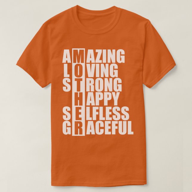 Camiseta Madre Acronym Incrível adorável e feliz g (Frente do Design)