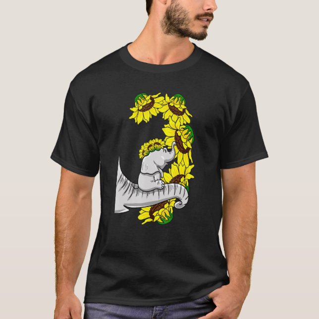 Camiseta Madre De Girassol E Animal De Tusker Elefante De C (Frente)