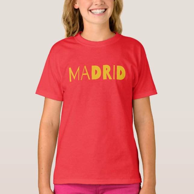 Camiseta Madrid cidade espanhola tipografia design de logot (Frente)