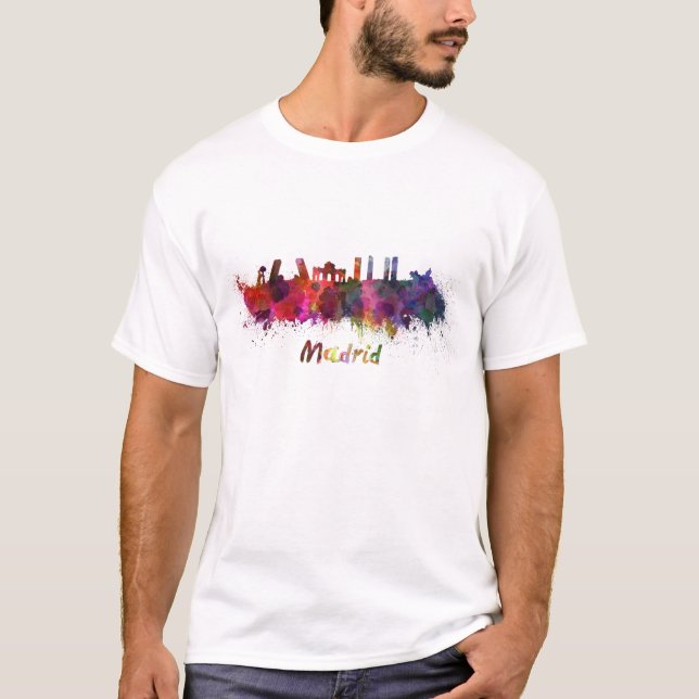 Camiseta Madrid skyline in watercolor (Frente)